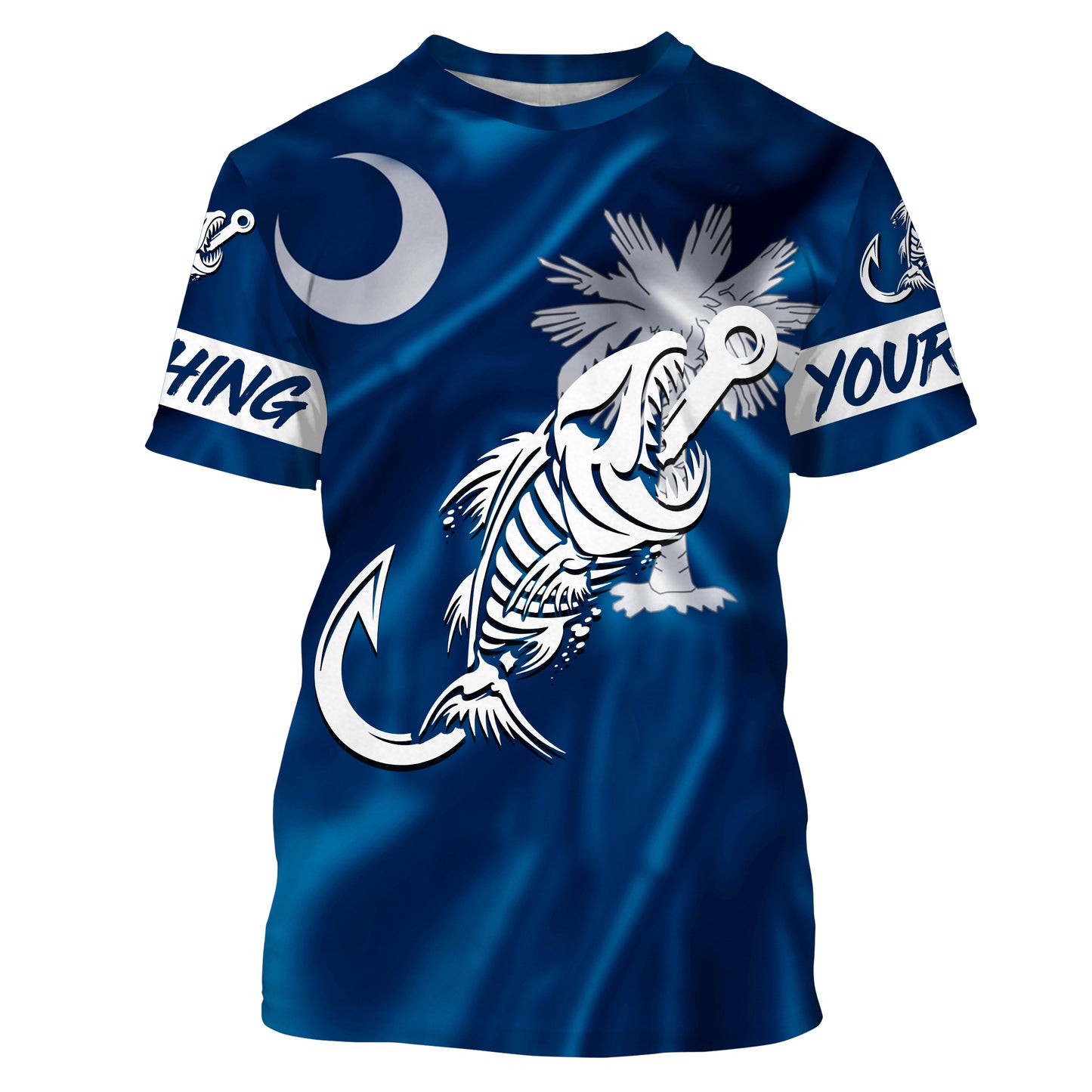SC Fishing Custom South Carolina Flag Fish hook skull Custom Name sun protection custom fishing shirts NQS3296