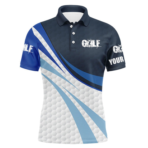 Mens golf polo shirts blue and white golf balls custom name golf shirts for men, gift for golf lovers NQS4316