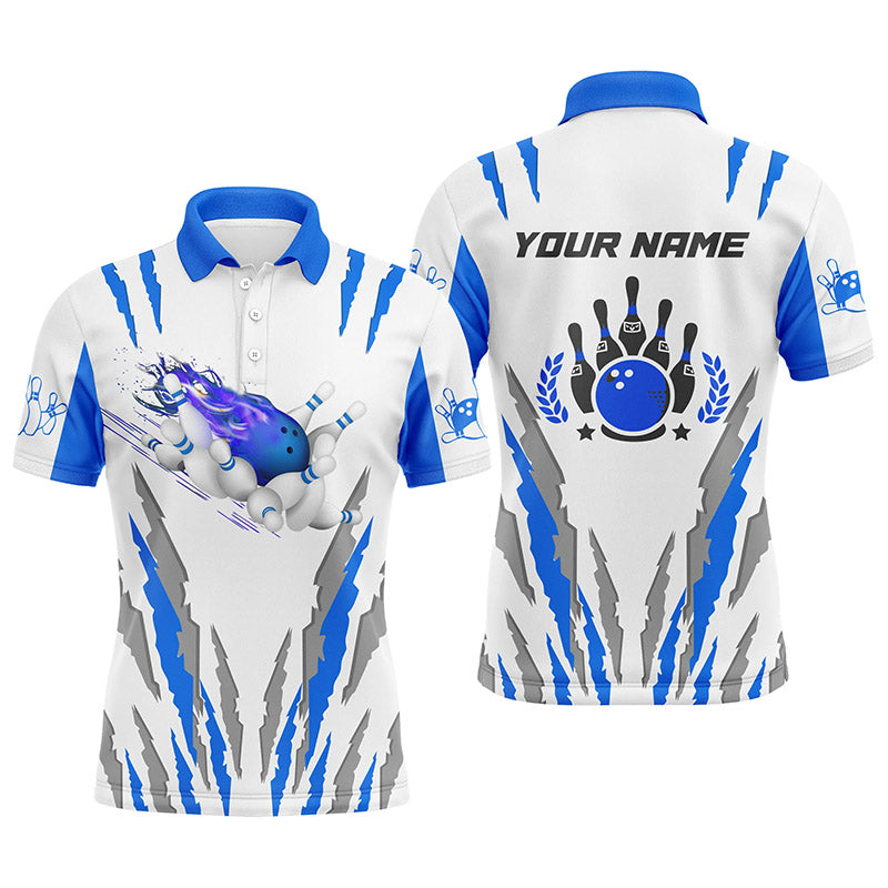 Custom White bowling shirt for men – personalized team jersey front view