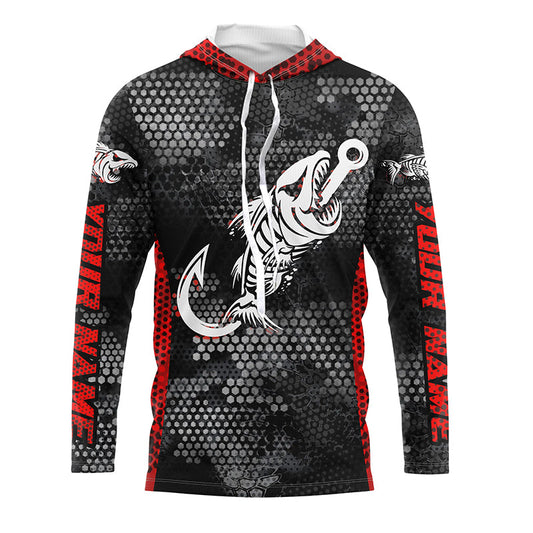 Fish reaper skull fish hook custom name sun protection long sleeve fishing shirts, fishing gifts NQS4329