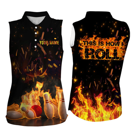 Custom sleeveless bowling shirt for women – personalized team jersey front view