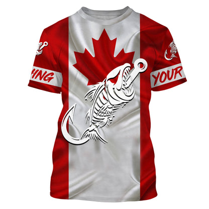 Customized Canada long sleeve fishing shirts Canada Flag Fish hook skull performance fishing shirts NQS3324