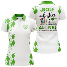 Load image into Gallery viewer, Women golf polos shirts custom golf besties because drinking alone is just not as much fun| Multicolor NQS5305