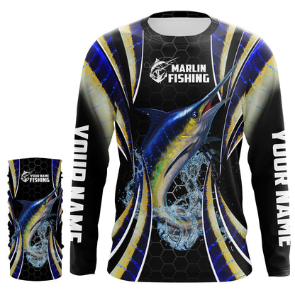 Blue Marlin saltwater Offshore fishing black scales Custom sun protection fishing jersey NQS3506