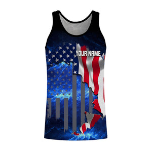 American Flag Universe patriotic Custom name All over print shirts - personalized fishing gift for men, women and kid - NQS496