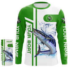 Load image into Gallery viewer, Wahoo fishing Customize name and boat name fishing shirts for men, custom fishing apparel | Green - NQS3251