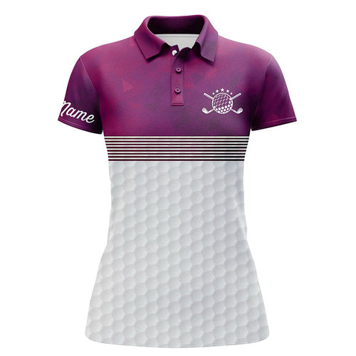 Pink and white Womens golf polo shirts custom name ladies golf shirts, personalized golf gifts NQS6451