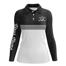 Load image into Gallery viewer, Black and white Womens golf polo shirts custom name ladies golf shirts, personalized golf gifts NQS6453