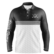 Load image into Gallery viewer, Black and white Mens golf polo shirts custom name golf shirts for men, personalized golf gifts NQS6453