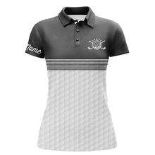 Load image into Gallery viewer, Black and white Womens golf polo shirts custom name ladies golf shirts, personalized golf gifts NQS6453