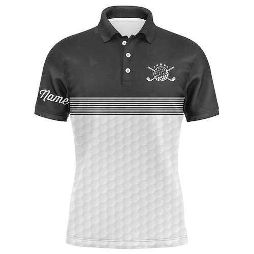 Black and white Mens golf polo shirts custom name golf shirts for men, personalized golf gifts NQS6453