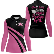 Load image into Gallery viewer, Custom pink women bowling polo shirts I&#39;m a classy sassy and a bit smart assy bowling girl NQS6695