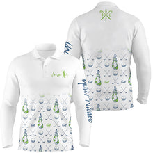 Load image into Gallery viewer, Mens golf polo shirt custom golf clubs pattern white golf tops for men, golf gifts for dad NQS5332