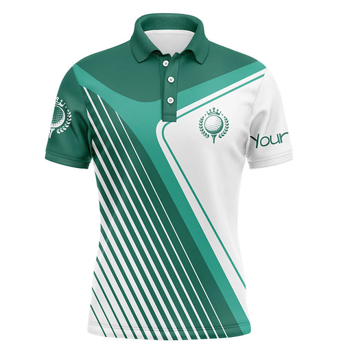Mens golf polo shirts custom name green and white plaid team mens golf tournament polo shirts NQS5048