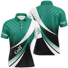 Load image into Gallery viewer, Mens golf polo shirts custom name Green and white golf shirt, tournament golf tops for mens, golf gift NQS5077