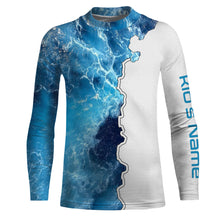 Load image into Gallery viewer, Custom Saltwater Long sleeve Fishing Shirts UV Protection, Sea wave camo Fishing Shirts NQS3124