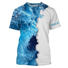 Load image into Gallery viewer, Custom Saltwater Long sleeve Fishing Shirts UV Protection, Sea wave camo Fishing Shirts NQS3124