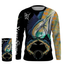 Load image into Gallery viewer, Sailfish saltwater fishing Customize Name UV protection quick dry UPF 30+ long sleeves fishing shirts,gifts for fishing lover NQS2450