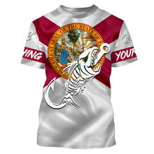 Load image into Gallery viewer, Florida fishing Fish hook skull Custom Name sun protection custom fishing shirts for men, women,kid NQS3287