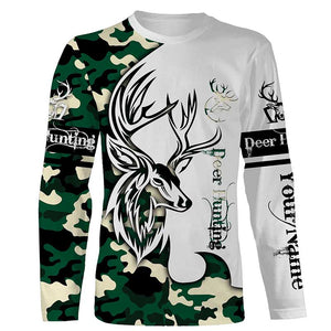 Deer hunting tattoos green camo custom name all over print hunting Shirts - Hunting gifts for him NQS4039