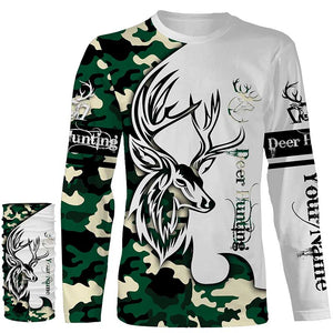 Deer hunting tattoos green camo custom name all over print hunting Shirts - Hunting gifts for him NQS4039