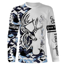 Load image into Gallery viewer, Deer hunting tattoos blue camo custom name all over print hunting Shirts - Hunting gifts for him NQS4040