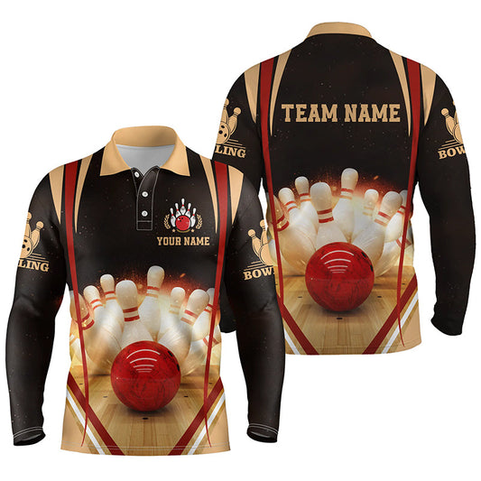Black personalized bowling shirt for men – custom name design side view