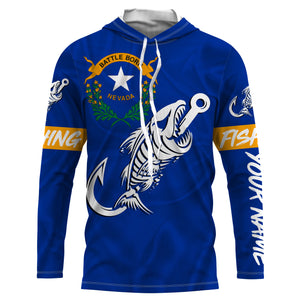 NV Nevada Fishing Flag Fish hook skull Custom sun protection fishing shirts for men, women, kid NQS3399