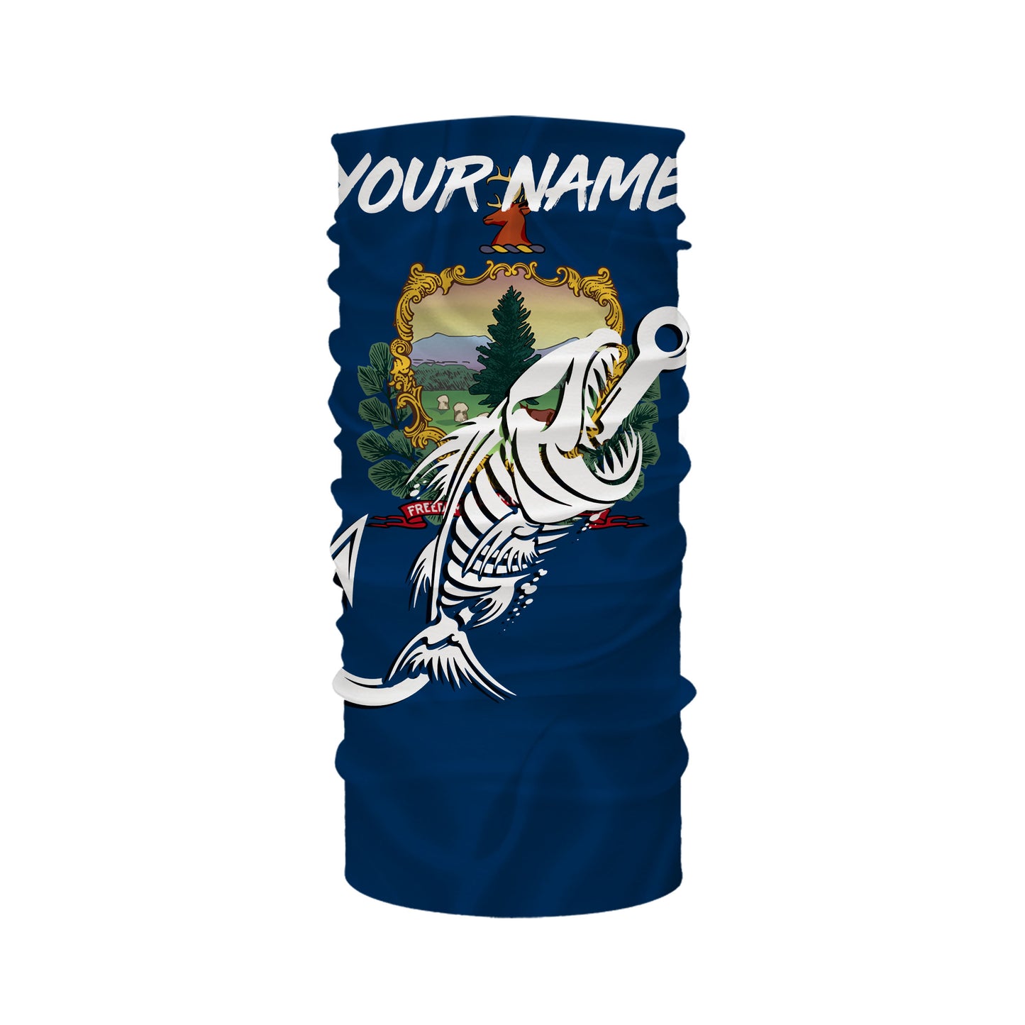 VT Vermont Fishing Flag Fish hook skull Custom sun protection fishing shirts for men, women, kid NQS3408