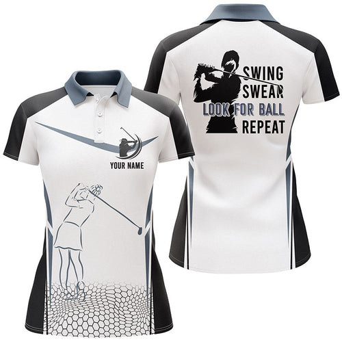 Black and white Womens golf polo shirts custom swing swear look for ball repeat golf tops for women NQS6525