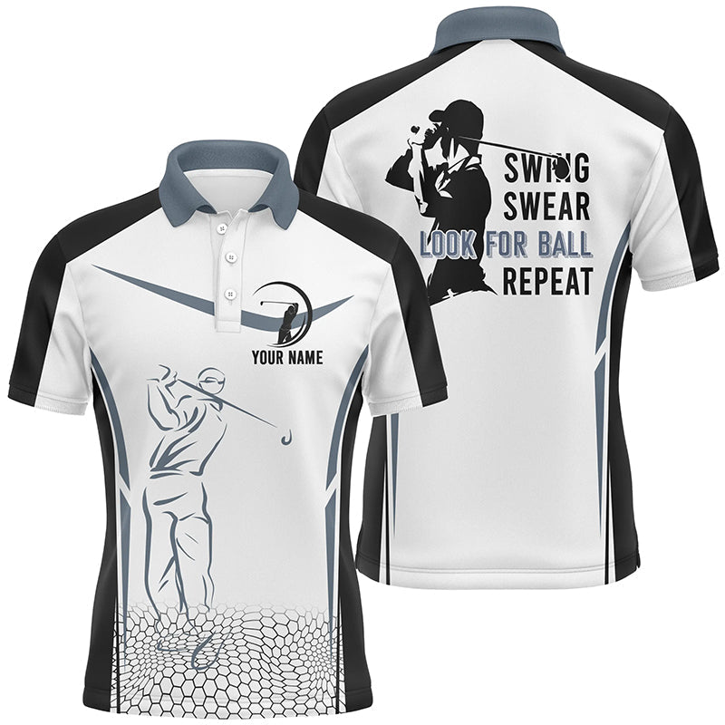 Black and white Mens golf polo shirt custom swing swear look for ball repeat men's golf shirts NQS6525