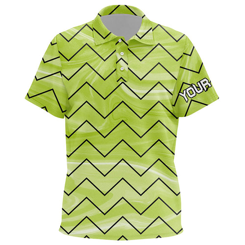 Kid golf polos shirts custom name green stripes pattern, gifts for the golfer NQS7137