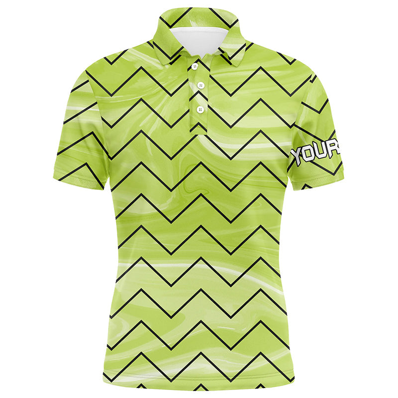 Mens golf polos shirts custom green stripe pattern mens golf tops, gifts for the golfer NQS7137