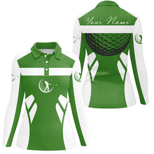 Load image into Gallery viewer, Green and white Womens golf polo shirt custom name cool golf gifts for ladies NQS7254