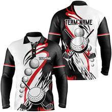 Load image into Gallery viewer, Black and white retro Mens golf polo shirt custom cool golf shirts, golfing gifts | Red NQS7156