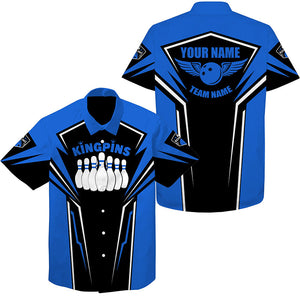 Bowling Hawaiian Shirt custom name and team name King Pins bowling jerseys, Bowling team shirts NQS4522