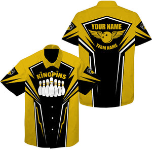 Bowling Hawaiian Shirt custom name and team name King Pins bowling jerseys, Bowling team shirts NQS4522