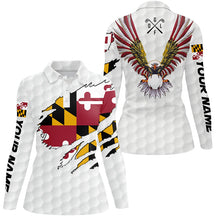 Load image into Gallery viewer, Personalized Maryland flag patriot Eagle golf white Women golf polo shirts custom golf gift for ladies NQS7278