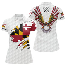 Load image into Gallery viewer, Personalized Maryland flag patriot Eagle golf white Women golf polo shirts custom golf gift for ladies NQS7278