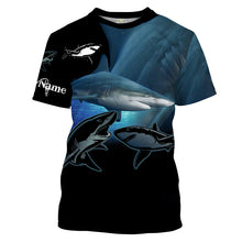 Load image into Gallery viewer, Blacktip shark Fishing Customize Name long sleeves fishing shirts, Personalized Fishing Gift NQS2092
