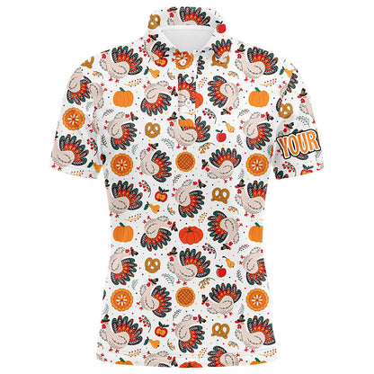Turkey Thanksgiving pattern Mens golf polo shirts custom Thanksgiving gift best mens golf wear NQS6839