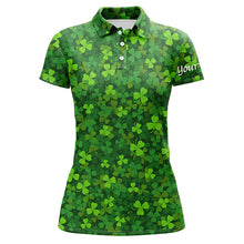 Load image into Gallery viewer, Womens golf polos shirts Green clover St Patrick pattern golf shirts custom team golf polo NQS4727