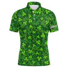 Load image into Gallery viewer, Mens golf polo shirts Green clover St Patrick&#39;s Day pattern golf shirts custom team golf polo NQS4727