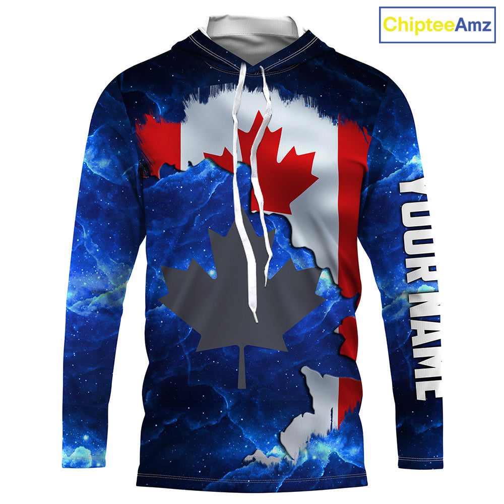 Canadian Flag Universe patriotic Custom fishing Shirts jersey, Canada fishing shirts NQS3206