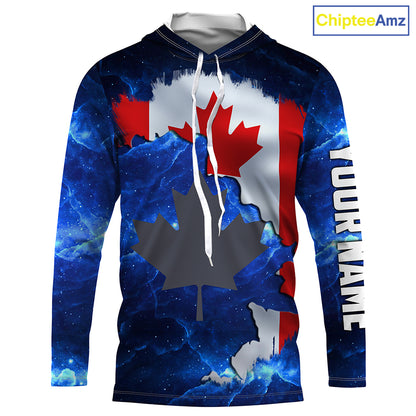 Canadian Flag Universe patriotic Custom fishing Shirts jersey, Canada fishing shirts NQS3206