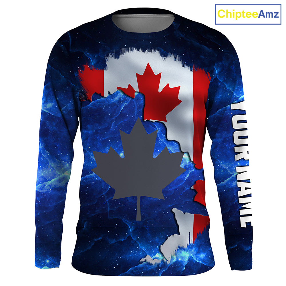 Canadian Flag Universe patriotic Custom fishing Shirts jersey, Canada fishing shirts NQS3206