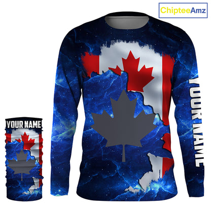 Canadian Flag Universe patriotic Custom fishing Shirts jersey, Canada fishing shirts NQS3206