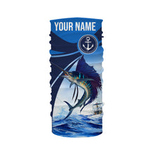 Load image into Gallery viewer, Sailfish fishing blue sea underwater ocean saltwater Custom Name performance long sleeve fishing shirt NQS3743