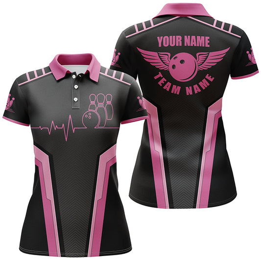 Custom bowling shirt for women – personalized team jersey front view
