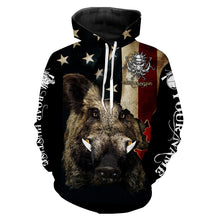 Load image into Gallery viewer, Boar hunting camo American flag patriotic Customize Name 3D All Over Printed Shirts NQS1436